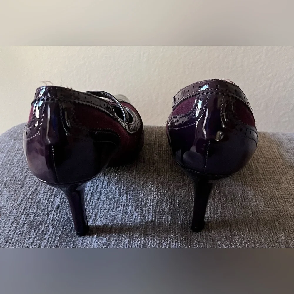 Women's Plum Burgundy Mary Jane Shoes - Picture 5 of 9